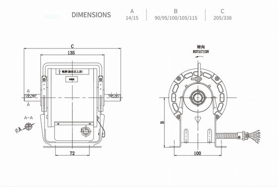 110v 230v標準的な企業の空気カーテンのための中央ACファン モーター30w 120w 350w単一フェーズ